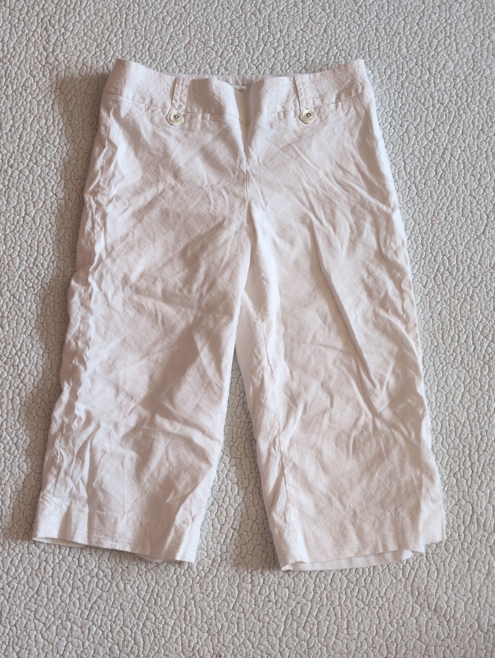 WHBM Linen Blend Cropped Capri White Minimalist Legacy Largenlook Pants Summer